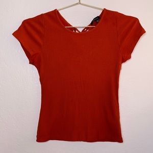 Ambiance Rust Orange Top Crochet Detail Size Small